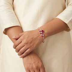 Scarlet Leaf Spark silver kada for women