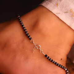 Black Crystal Harmony Silver payal for women