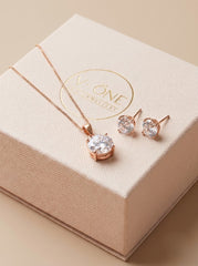 Crystal flare silver pendant set for women