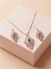 Verdant shine silver pendant set for women