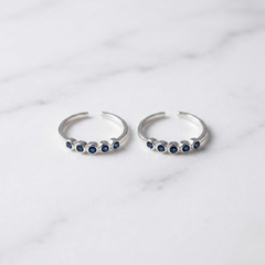 Blue mirage silver toerings for women