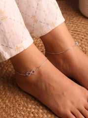 Infinity evileye silver Payal for women
