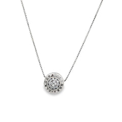 Crystal Orbit Round silver chain pendant