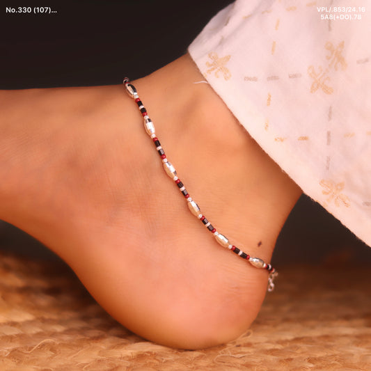 Ziya Colour Bliss Silver Payal for Women