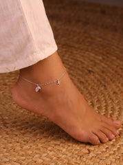 Butterfly serenity silver anklet for women