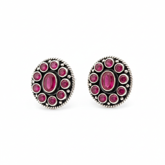 Royal pink stone silver stud