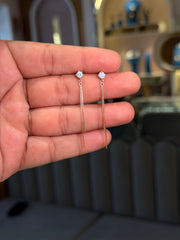 Graceful line silver earrings
