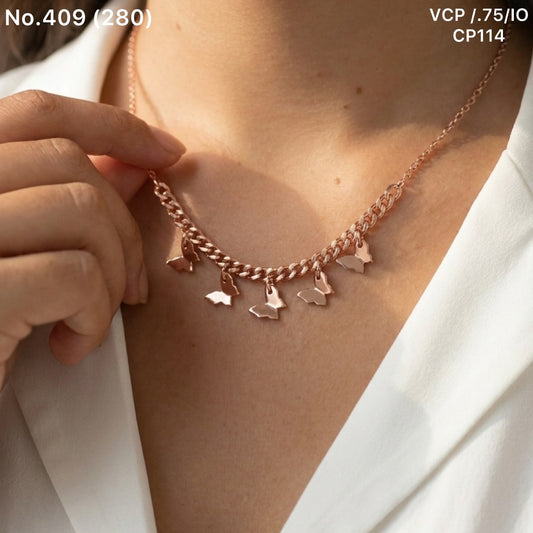 Hanging butterfly wave silver chain pendant for women