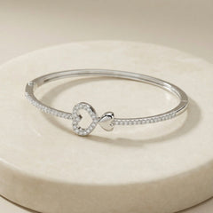Heart bloom silver kada for women