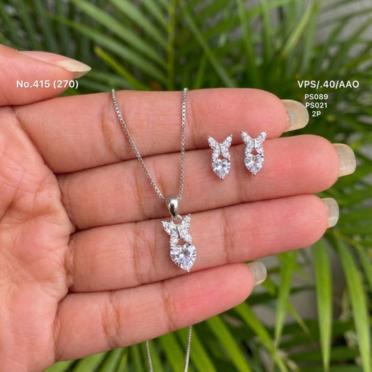Ivory petal silver pendant set for women