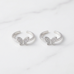 Zyra butterfly silver toerings for women