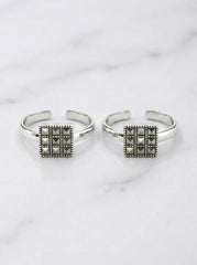 Glitter wave silver toerings for women