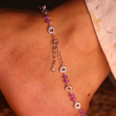 Pink Blossom Silver payal for women