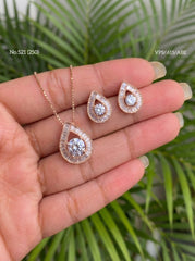 Drop dazzle silver pendant set for women