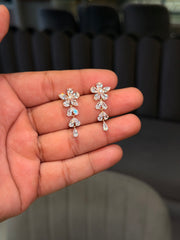 Crystal petal swing silver earrings