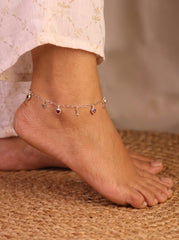 Heart dangles silver Payal for women