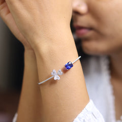 Silver Floral Charm Kada for Women