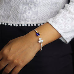 Silver Floral Charm Kada for Women