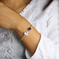 Silver Floral Charm Kada for Women