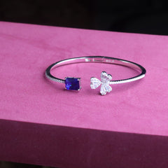 Silver Floral Charm Kada for Women