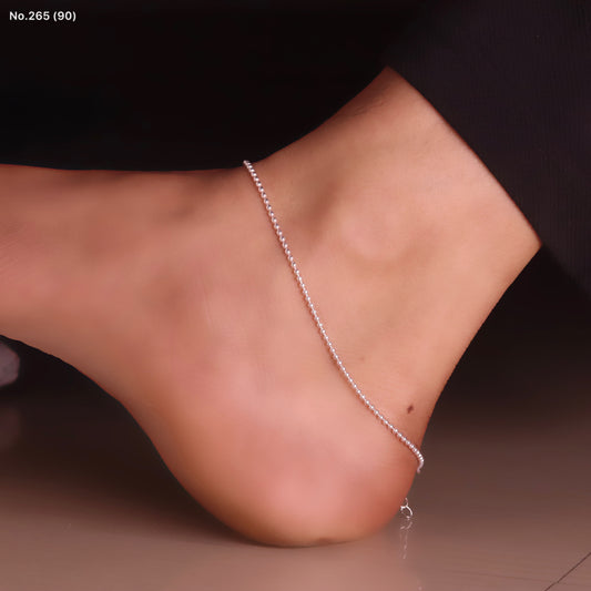 Sleek Beaded Silver Payal for Women