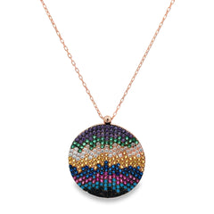 Colourbust medallion silver chain pendant