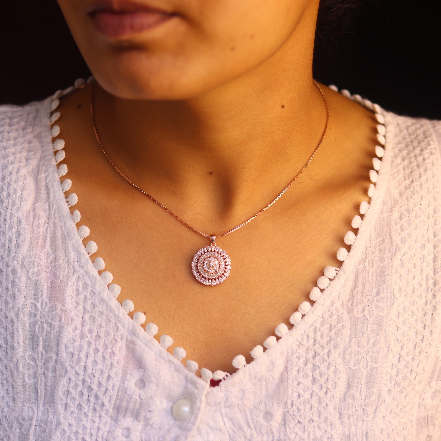 Flora Rose Gold Pendant Set