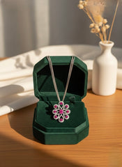 PetalDream Layered Flower silver chain pendant