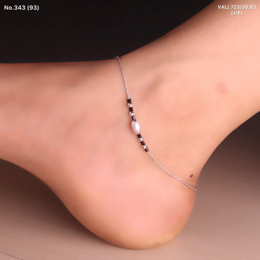 Chic Silver Payal with Beads for Women