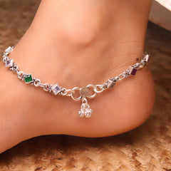 Multiglow sovereign silver payal for women