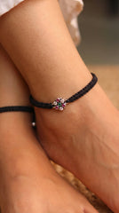 Charming Far Apart Flower Stone Silver Payal for Women