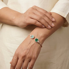 Green radiance silver kada for women