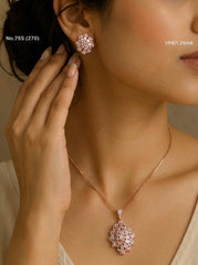 Opal shine silver pendant set for women