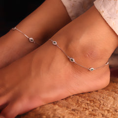 GlowGreen silver payal for women