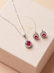 Dream blush silver pendant set for women