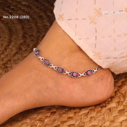 Rosaline heavy stone silver anklet