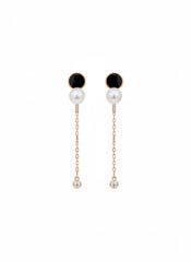 Onyx aura silver earrings