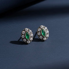 Prakriti green silver stud