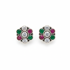 Mosaic flower silver stud