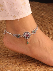 Ethnic Charm Jaipur Silver Anklets for Women