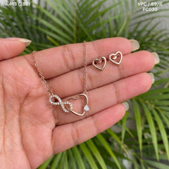 Heart infinity silver pendant set for women