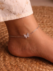Butterfly grace silver Payal for women