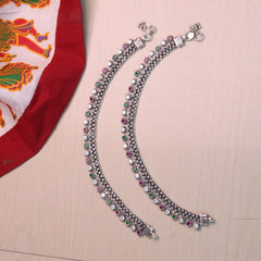 Maharani Style Silver Payal for Women