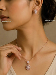 Diamond dream silver pendant set for women