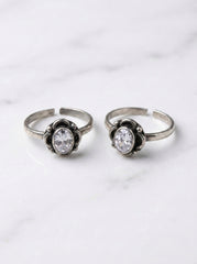 Nova oxidised silver toerings for women