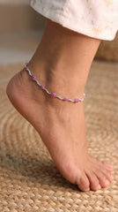 Silver Pink Blossom Silver Payal