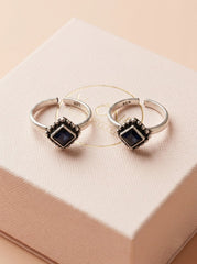 Blue aura silver toerings for women
