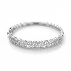 Crystal blossom silver kada for women