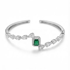 Green aura silver kada for women