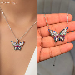 Maxibutterfly silver chain pendant